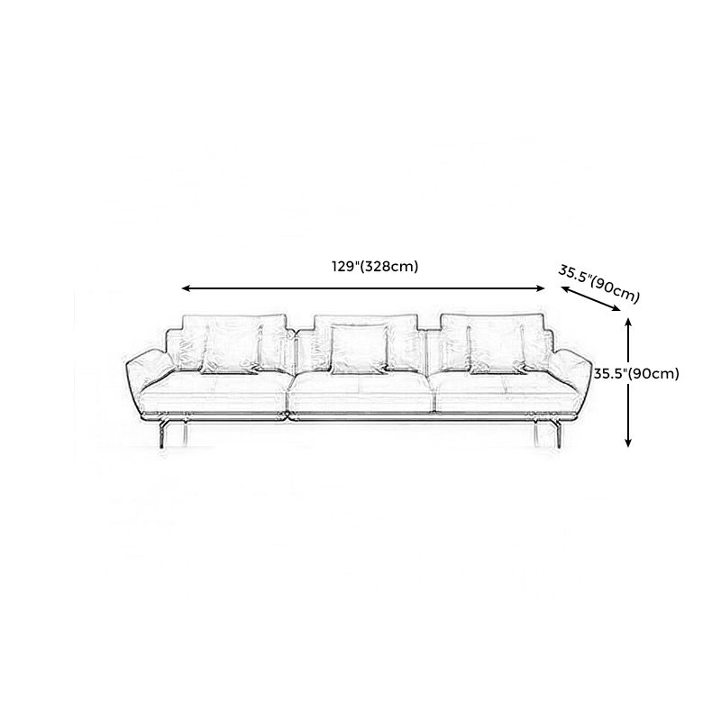 Tan Recessed Arm Sectionals Pillowed Back Cushions Corner Sofa