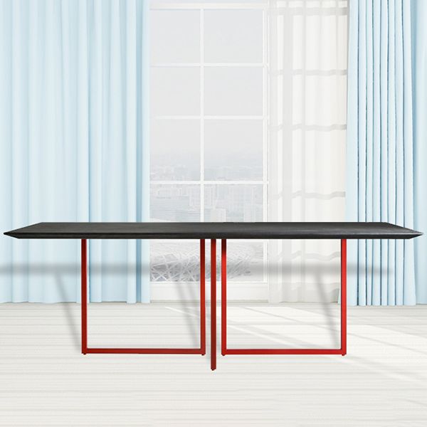 Mesa de comedor de rectángulo industrial de metal mesa de madera maciza para comedor