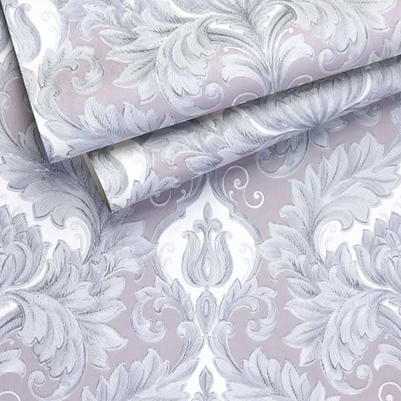 Stain-Resistant Damask Design Wallpaper 33' x 20.5" Classic Wall Covering for Living Room Decor