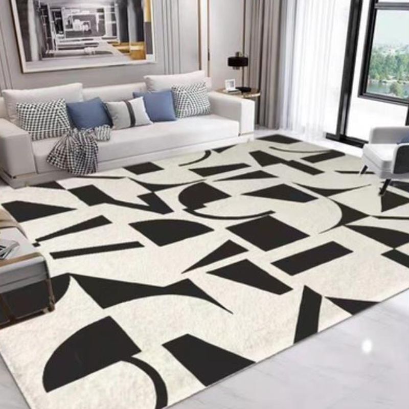 Leisure Washable Rug Simplicity Contrast Panel Rug Polyester Stain Resistant Carpet for Home Decor