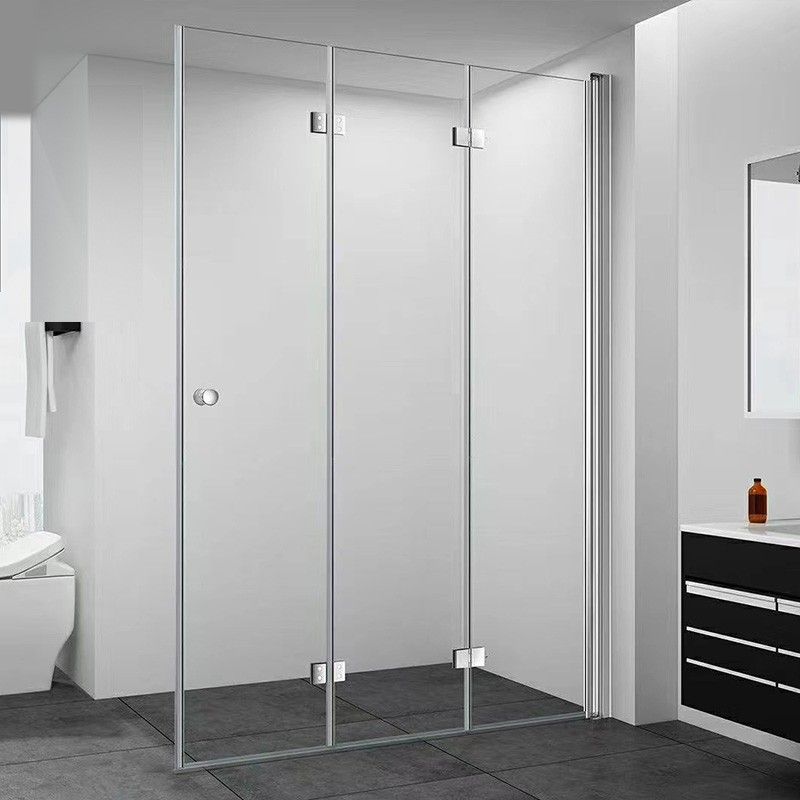Frameless Folding Tempered Glass Shower Door with Thickened 304 Stainless Steel Fittings