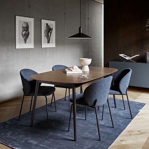 Modern Armless Dining Chairs Black Metal Legs Home Dining Side Chair