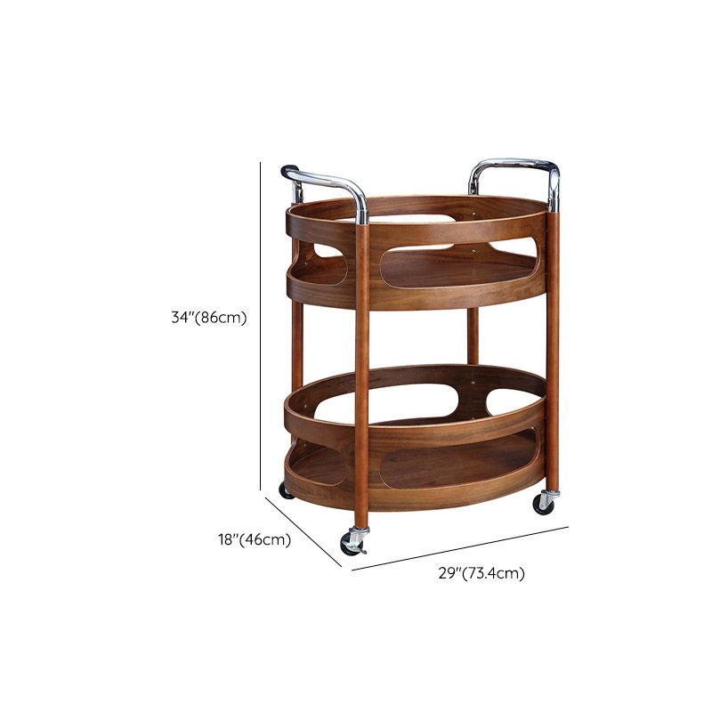 Modern Solid Wood Prep Table Rolling Kitchen Trolley with Wine Storage