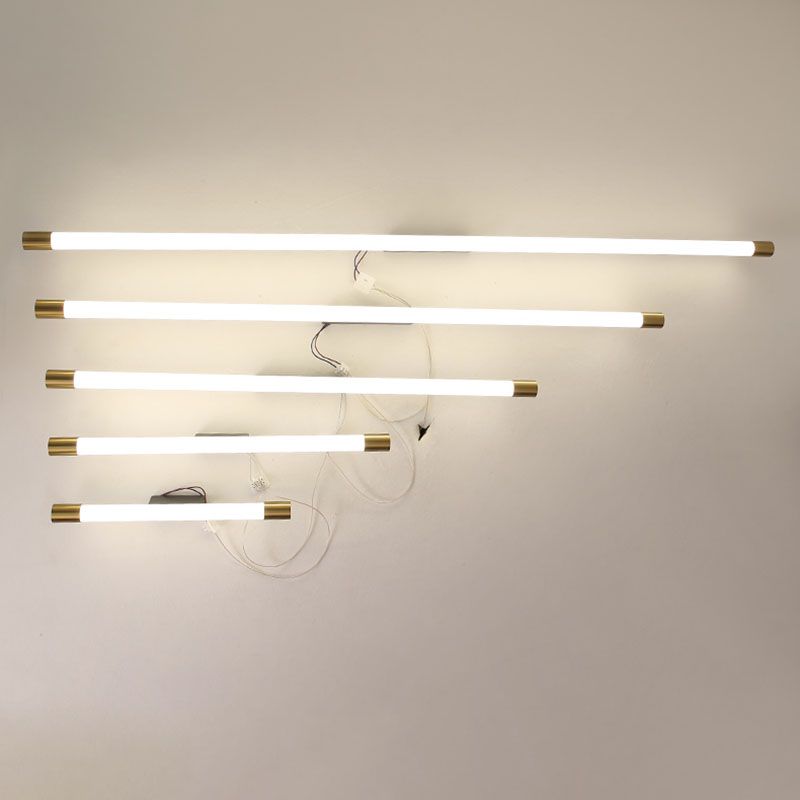 Gouden Acryl Contemporary Wall SCONCE 1 Light Lineaire wandgemonteerde verlichting voor badkamer