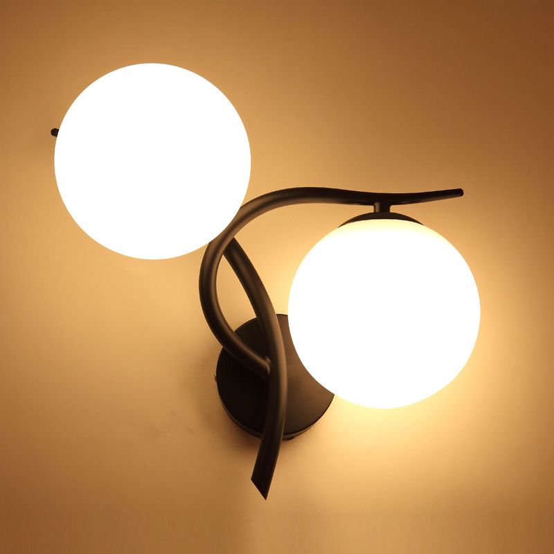 Modern Metal Wall Sconce Minimalist Glass Ball Shade Wall Light Fixture