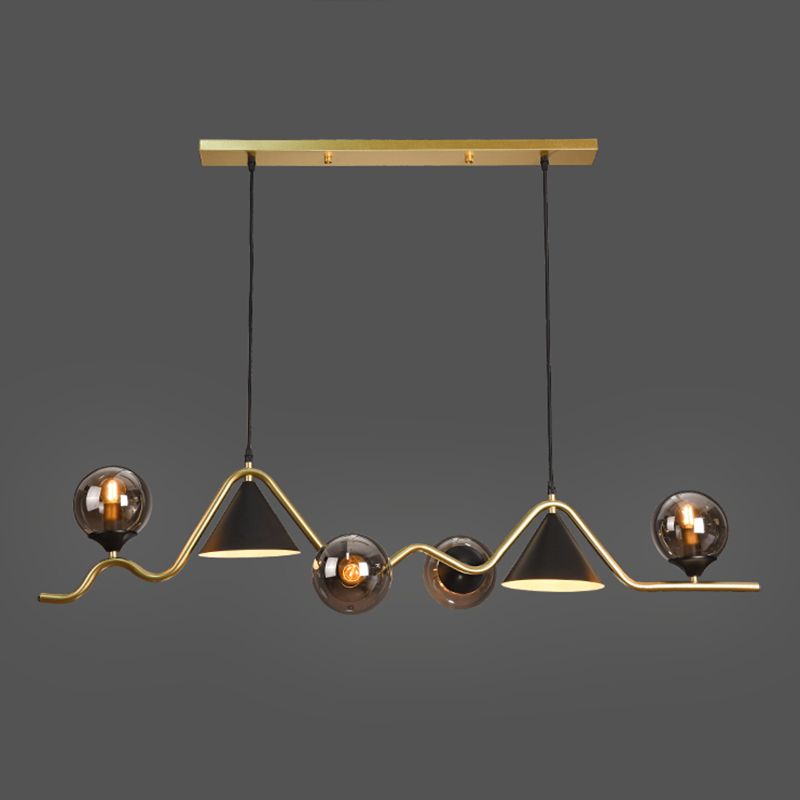 Nordic Glass Island Light Geometric 6 Lights Island Anhänger für Wohnzimmer