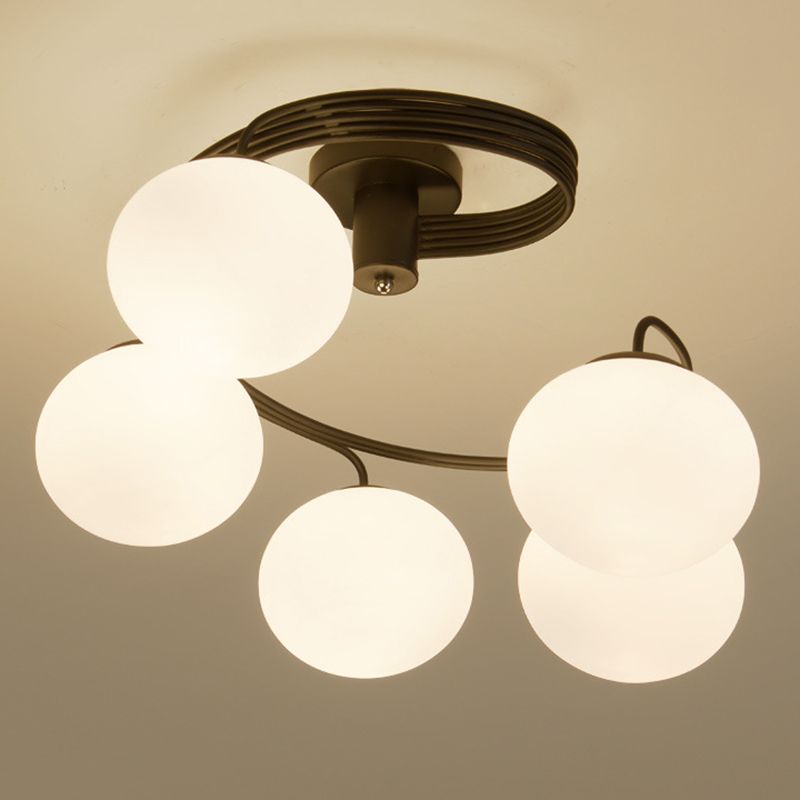 Luminaires semi-encastrés à billes, luminaire de plafond en verre opale moderniste pour chambre à coucher