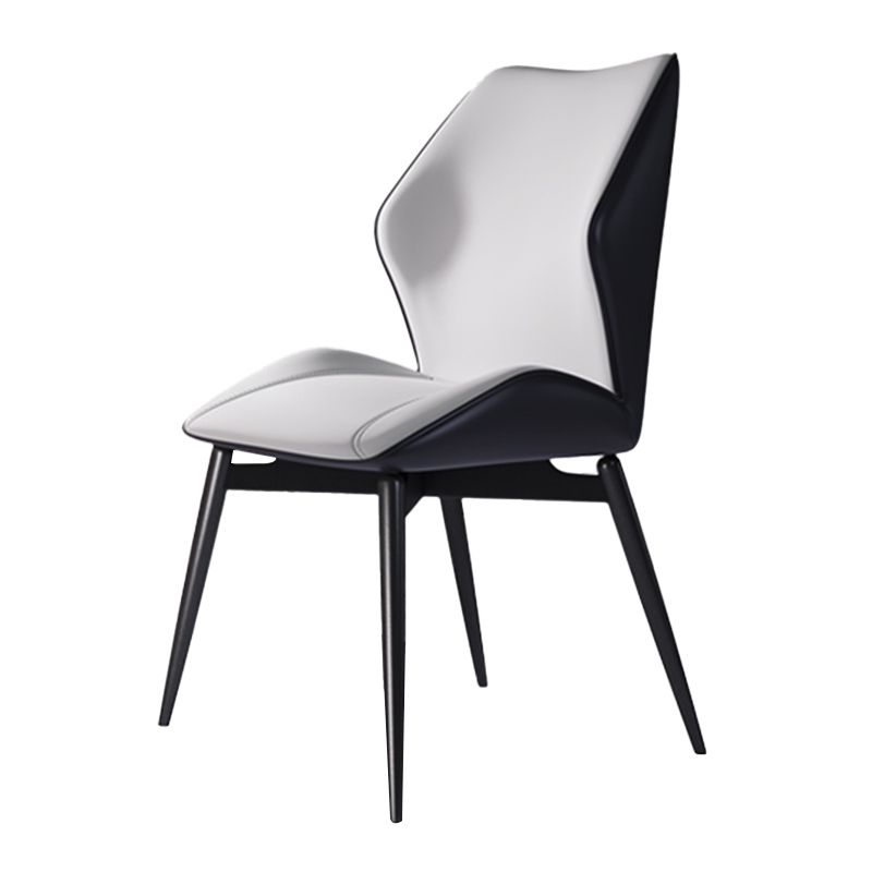 Silla auxiliar de cuero contemporánea para el hogar Silla de comedor con respaldo orejero (juego de 2)