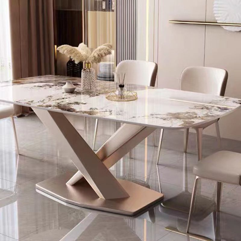 Marble Top Dining Table Modern Dining Table with Pedestal Base