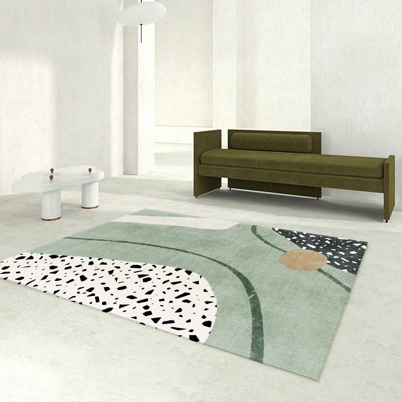 Green Modern Rug Polyester Graphic Rug Stain Resistant Rug for Living Room