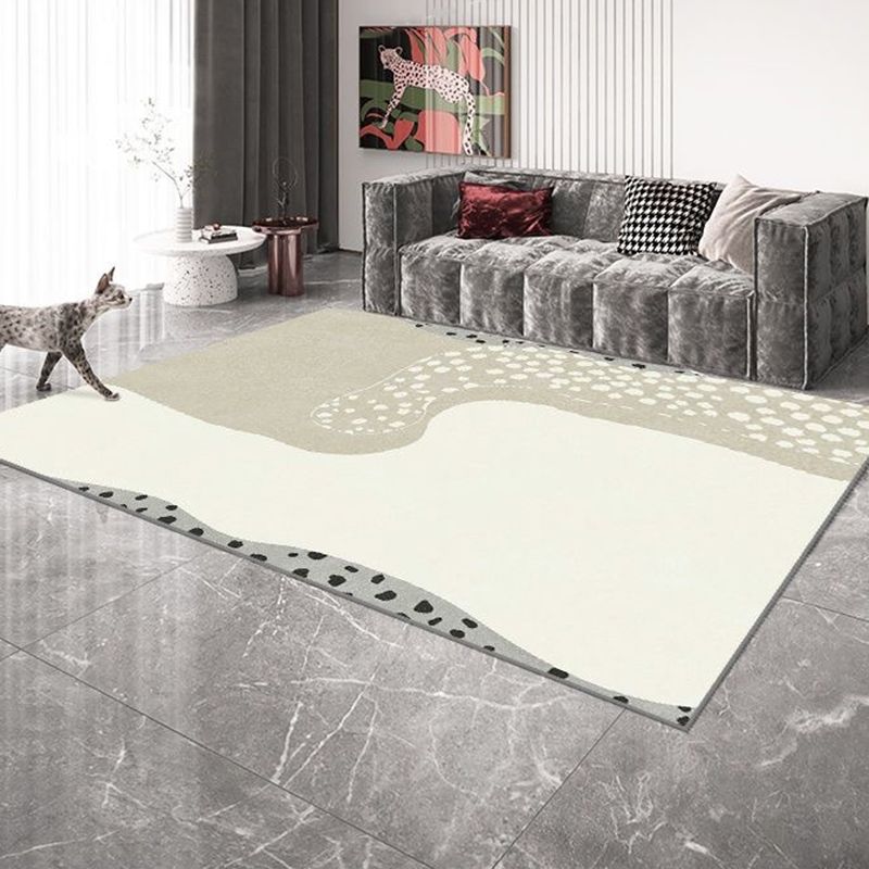 Black Abstract Print Rug Polyester Modern Rug Washable Rug for Living Room