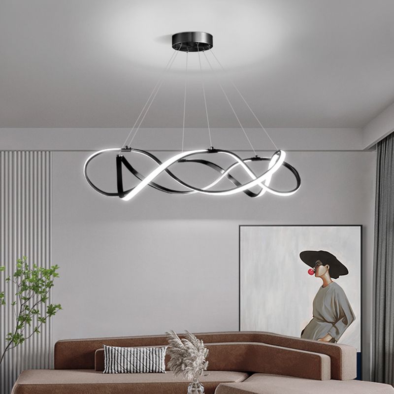 Contemporary Chandeliers Seamless Curves Hanging Pendant Lights with Acrylic Shade