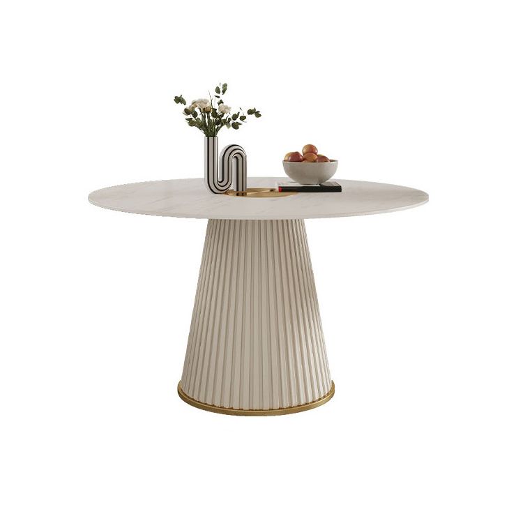 Round White Base Dining Table Modern Stone Table for Kitchen