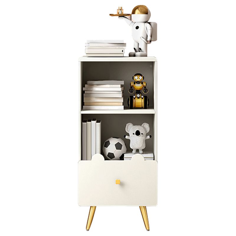 Wood Standard Bookcase Contemporary Style Closed Back Bookshelf with Drawer