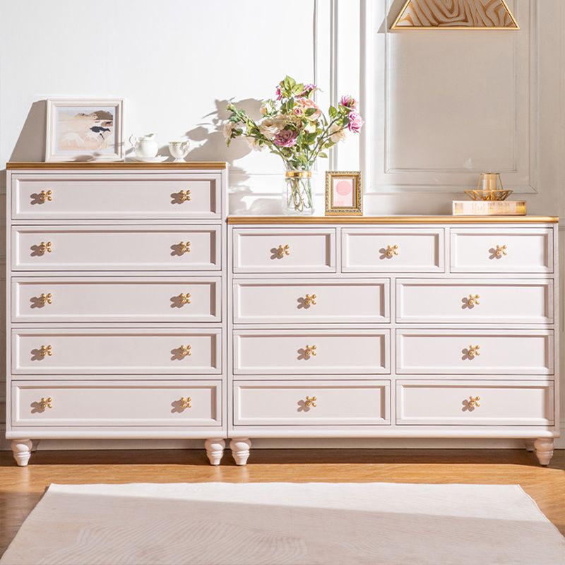 Ornate Traditional Lingerie Chest Rubber Wood Storage Chest with Drawers for Bedroom