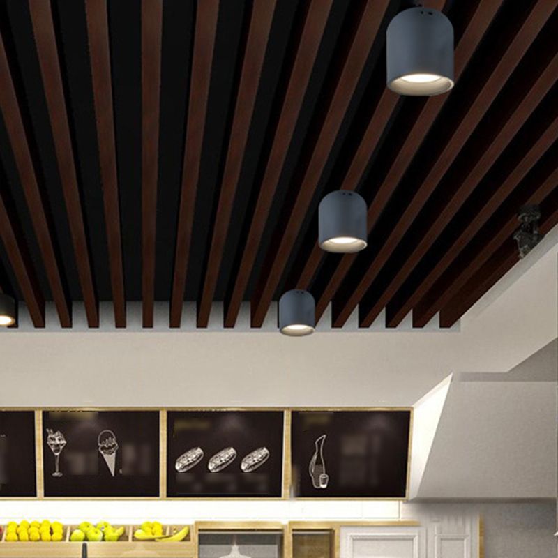 Cylinder Shape Ceiling Lamp Modern Aluminium 1 Light Flush Mount for Supermarket Mall