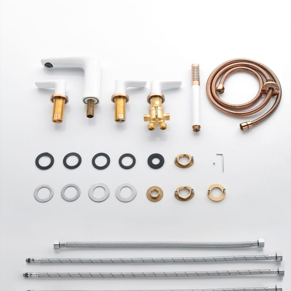 Modern Bathroom Faucet Black and White Copper Deck Mounted Tub Faucet