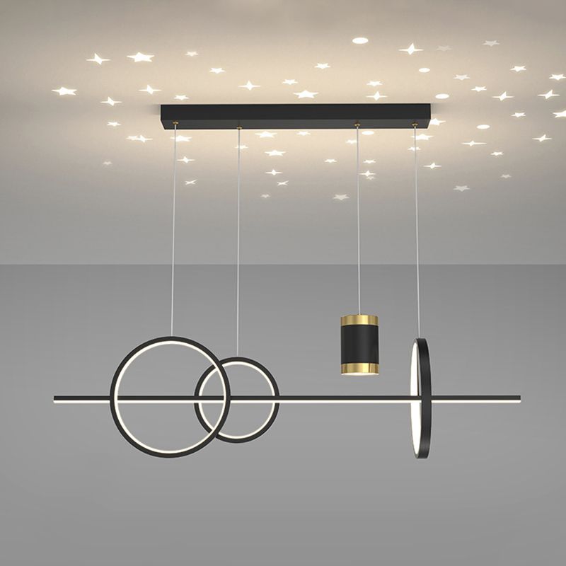 Modern Style Geometric Hanging Pendant Lights Metal 5 Light Pendant Light Fixtures