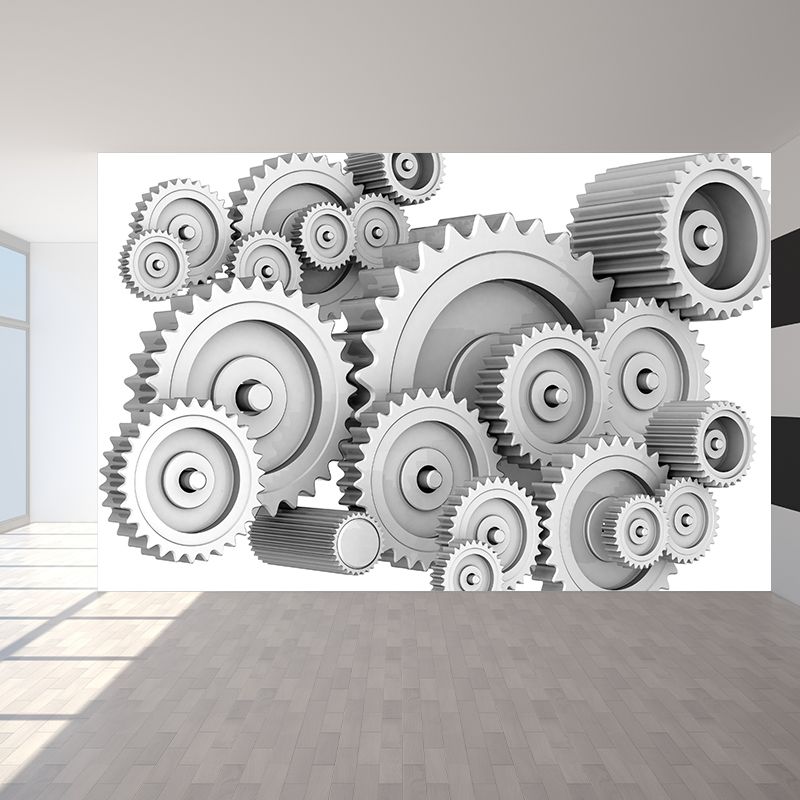 Dark Color Gear Wallpaper Mural Metal Steampunk Waterproofing Wall Art for Garage