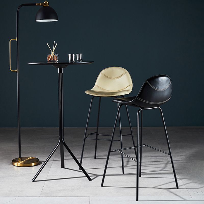 Low Back Bar & Counter Stool Bucket Industrial Quilted Leather Counter Stool