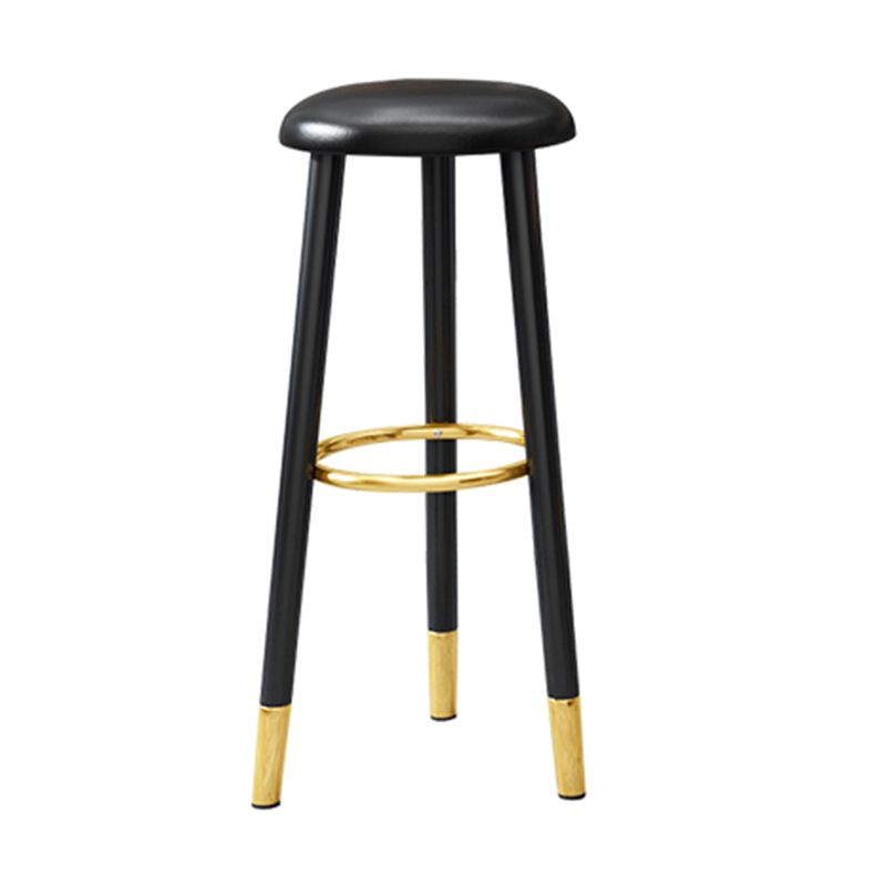 Scandinavian Style Steel Legs Bar-stool Round Seat Single Counter Stool for Kitchen Bar