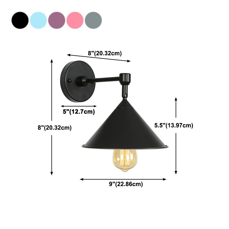 Modern Style Cone Shape Wall Sconce Metal Wall Light for Bedroom