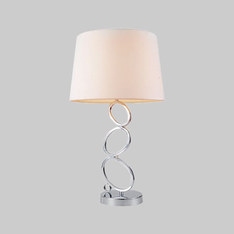 Stof vat bureau licht modern 1 lamp witte taaklamp met ronde zilveren metalen basis