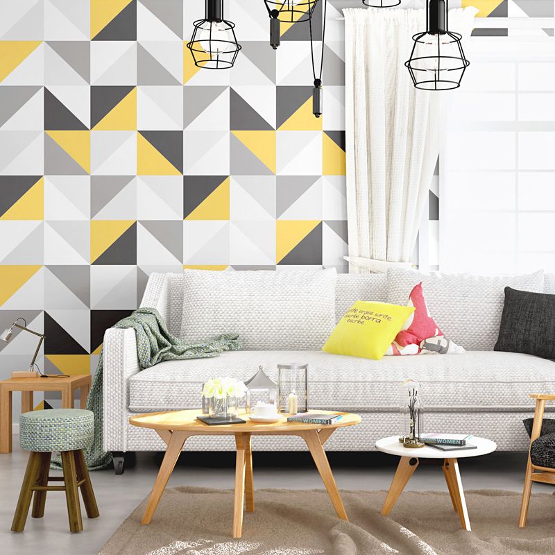 Contemporary Square and Triangle Wallpaper Water-Resistant Non-Pasted, 31 ft. x 20.5 in