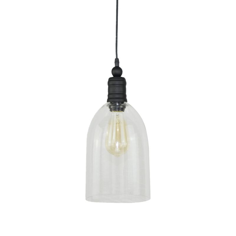 Vidrio transparente DOME ALAGADO Luz colgante lámpara modernismo 1 cabeza de techo de colgante negro