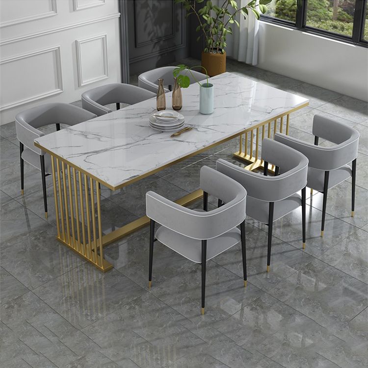 Glam Upholstered Dining Arm Chair Open Back Arm Chair for Dining Room