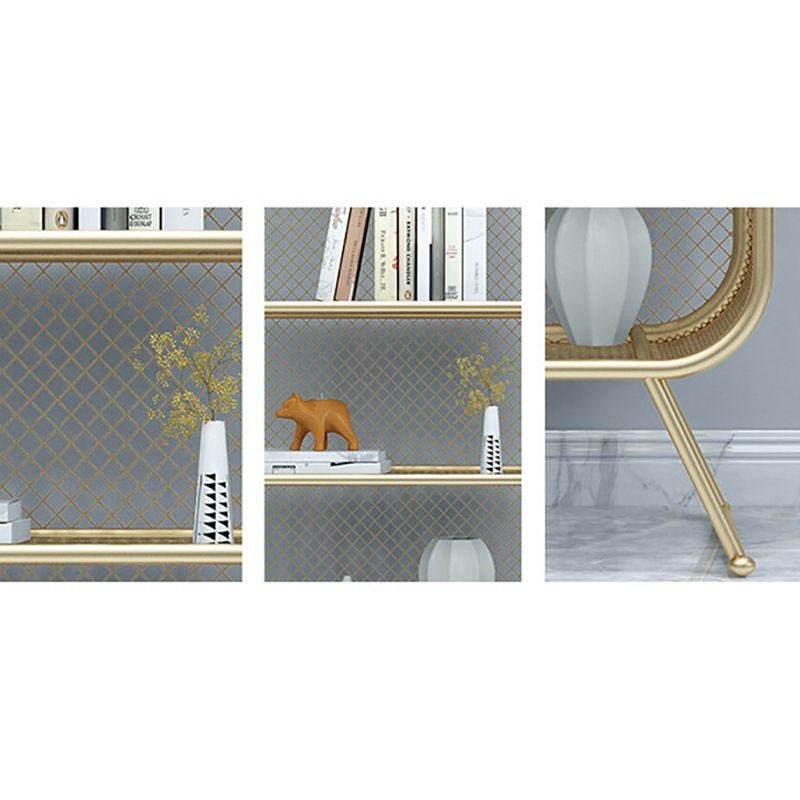 Glam Antique Finish Shelf Bookcase Standard Metal Bookshelf with Shelves