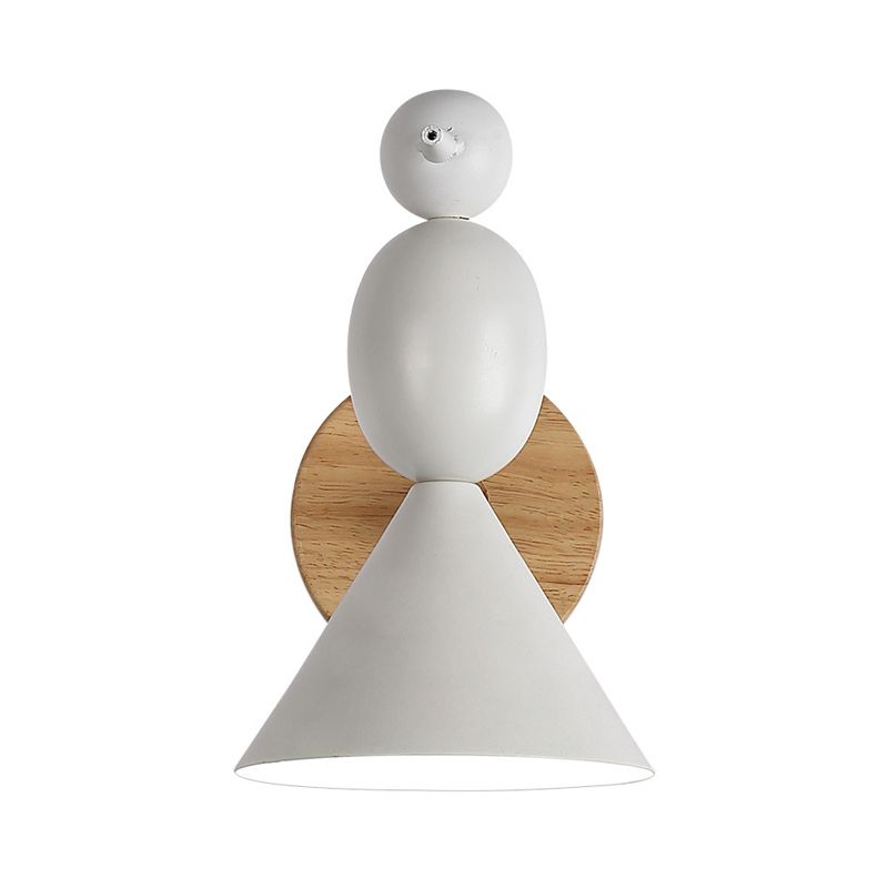 Iluminación de pared giratoria de alondra de hierro nórdico 1 Diconce blanco claro con madera hacia atrás para dormitorio