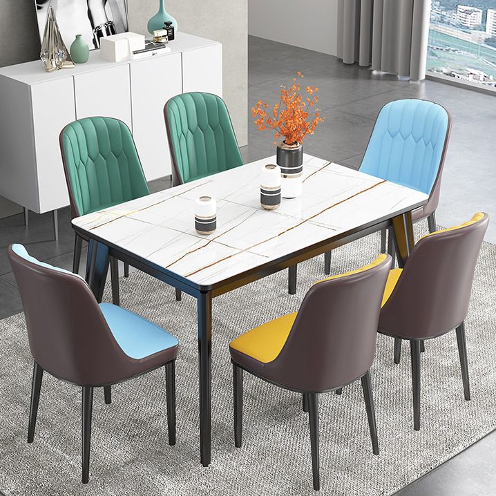 Rechteck Grauston -Esstisch gesinterte Steintisch modern mit 4 Beinen Sockel