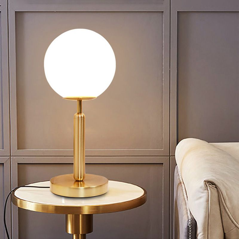 Global Bedside Night Light Opaline Glass 1 Bulb Minimalist Table Light