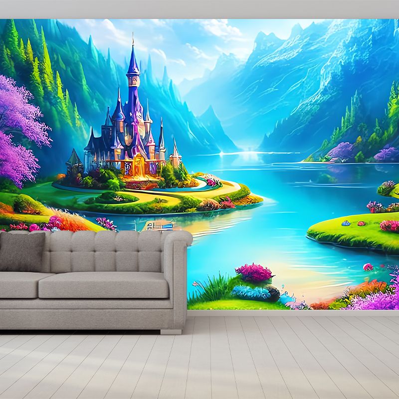 Forest Illustration Pattern Mural Moistureproof for Living Room and Bedroom Decoration