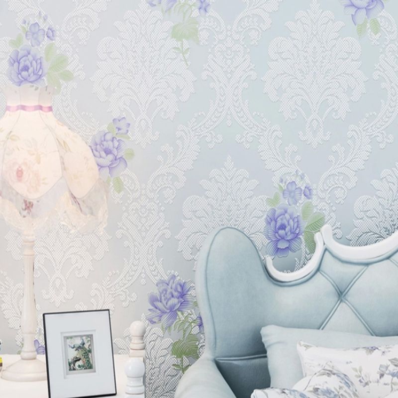 Light-Color Peony Print Wallpaper Stain-Resistant Wall Decoration for Living Room