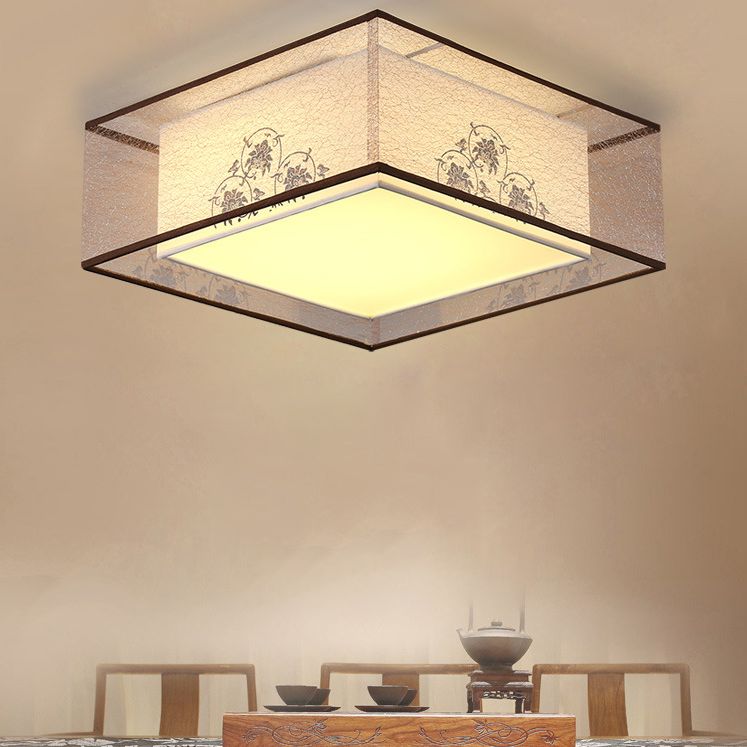 Square Flush Mount Lighting Fabric Traditional Flush Ceiling Light Fixtures