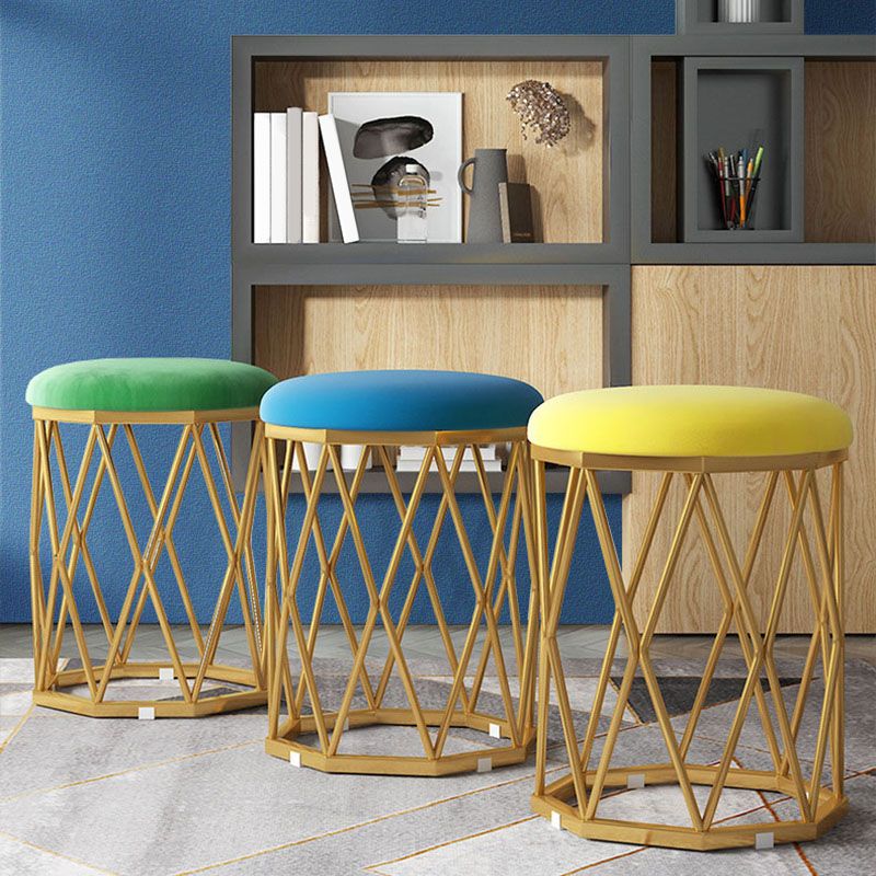 Solid Color Flannel Standard Stool Modern Style Simple Round Cushion Stool