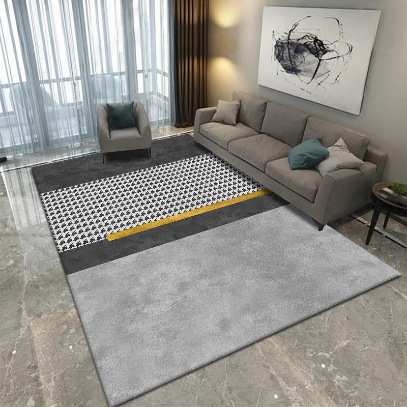 Luxury Carpet Fancy Contrast Panel Area Rug Washable Polyester Anti-Slip Carpet for Home Decor