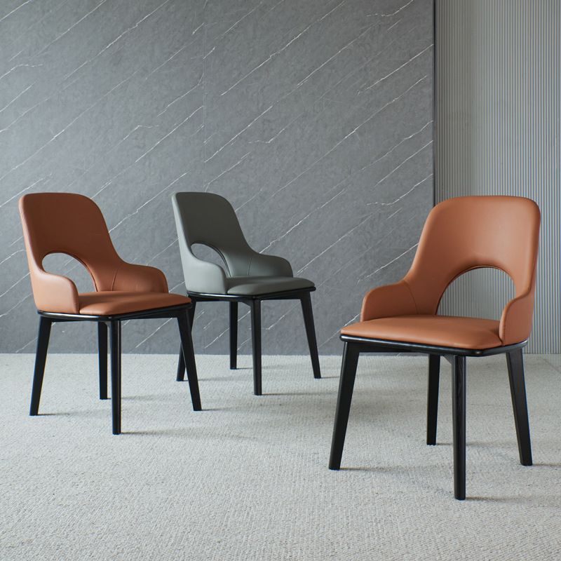 Contemporary Open Back Dining Chairs Armless Side Chairs with Wood Legs for Kitchen