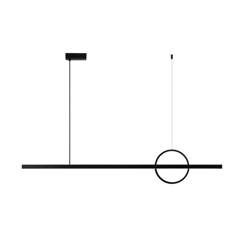 Minimalism Hanging Light Linear Island Light Fixture in Black for Dining Room