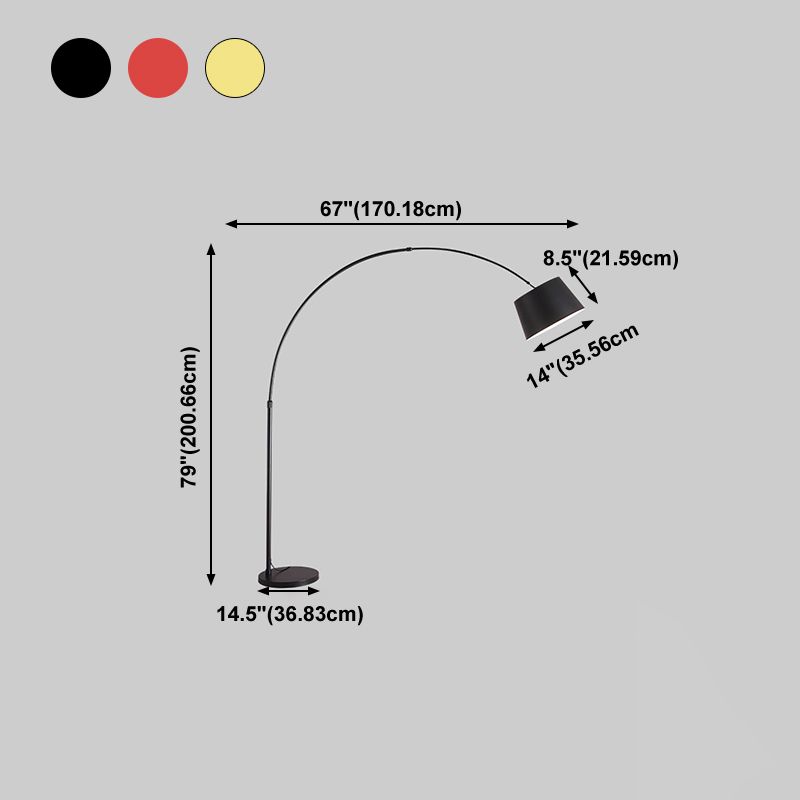 Fishing Rod Floor Reading Light Modern Metal 1-Light Living Room Floor Light with Drum Shade