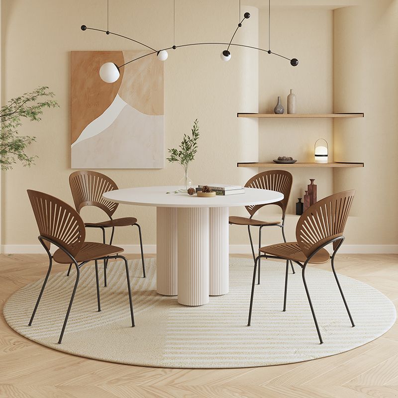 Contemporary Sintered Stone Dining Table Round Dinner Room Table with Pedestal Base