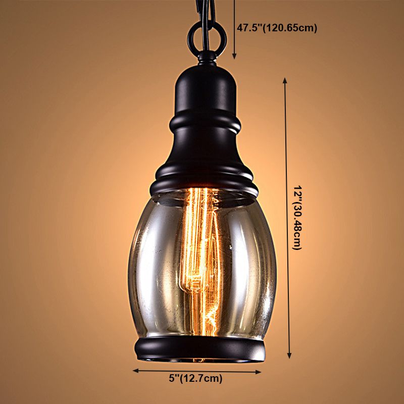 Lampada sospesa geometrica vintage industriale Lampade a sospensione con tonalità in vetro ambra