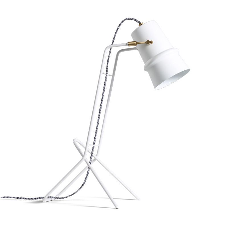 Wide Flare Nightstand Lamp Contemporary Metal 1 Bulb Reading Book Light in White