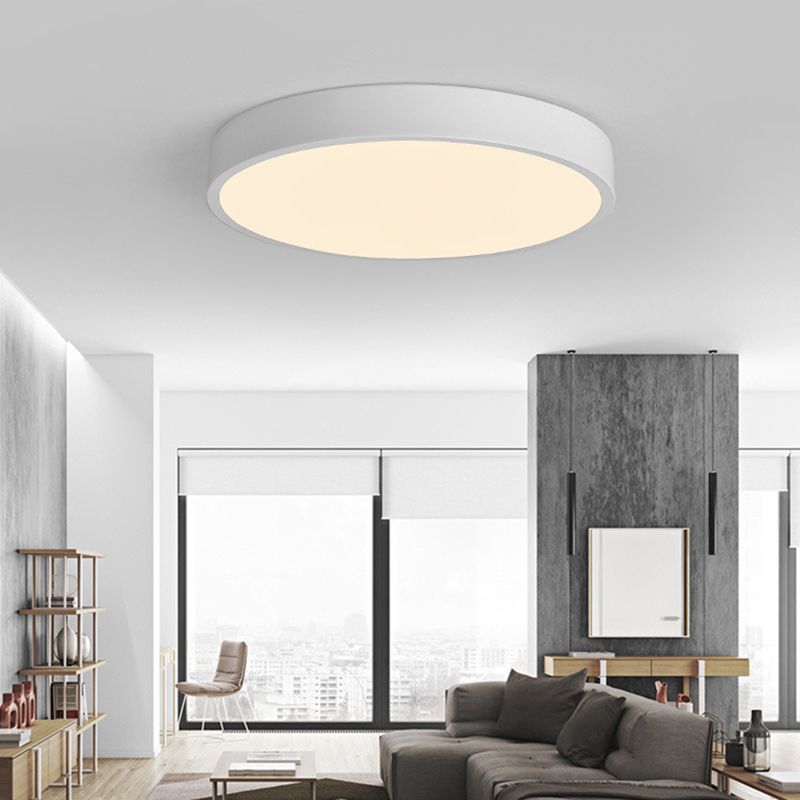 Macaron Round Flush Mount Ceiling Light Fixture with White Acrylic Shade