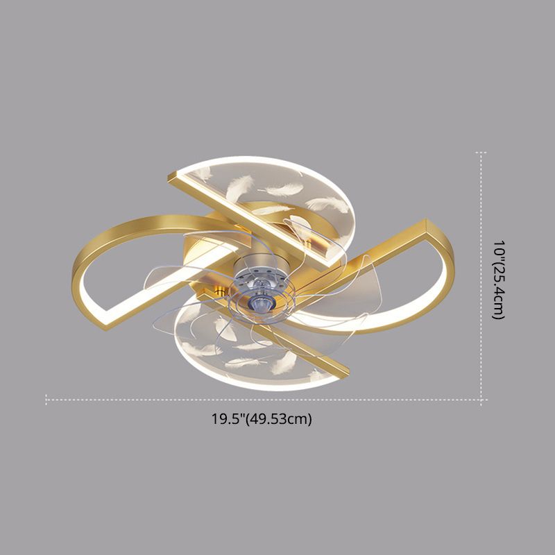 Nórdico Ventilador LED de dormitorio acrílico en forma de montura de montaje en forma de viento