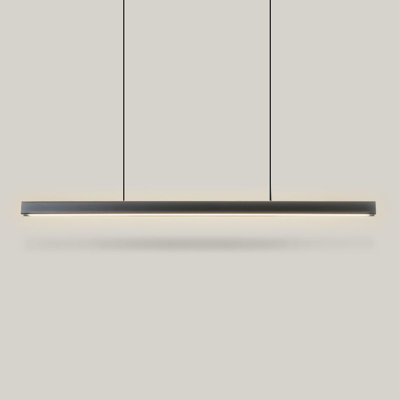 Modern Metal Island Light Strip Colgante de isla LED negra para comedor