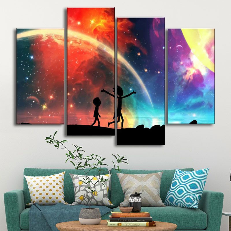 Children's Art Kids Paintings Starry Night Constellation in Purple Wall Art Decor