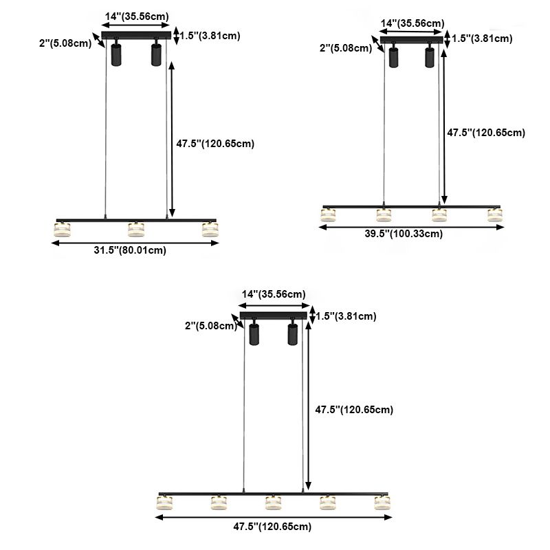 Metal Cylinder Hanging Lights Modern Multi Lights Pendant Light Fixtures in Black